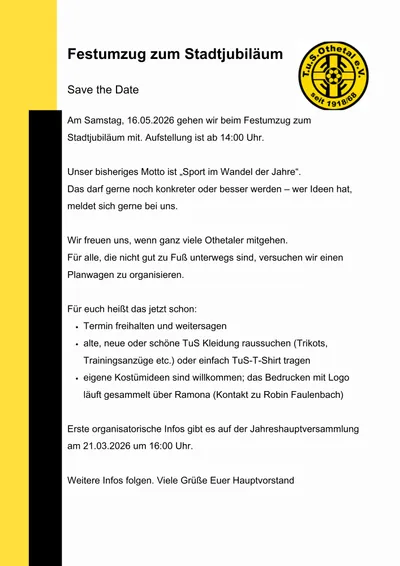 Save the Date - Stadtgeburtstag